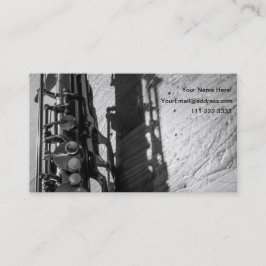 Zwarte en witte tenor saxophone visitekaartje