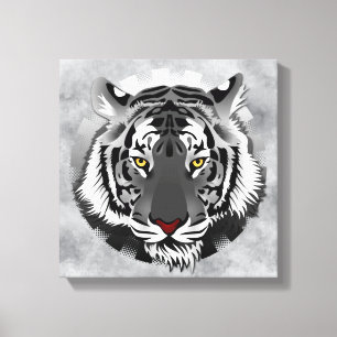 Zwarte en witte tijger canvas afdruk