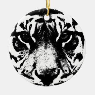 Zwarte en witte tijger keramisch ornament
