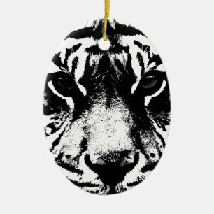 Zwarte en witte tijger keramisch ornament