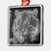 Zwarte en witte tijger metalen ornament (Links)