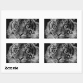 Zwarte en witte tijger rechthoekige sticker (Vel)