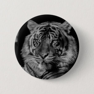 Zwarte en witte tijger ronde button 5,7 cm