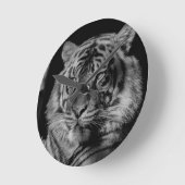 Zwarte en witte tijger ronde klok (Hoek)