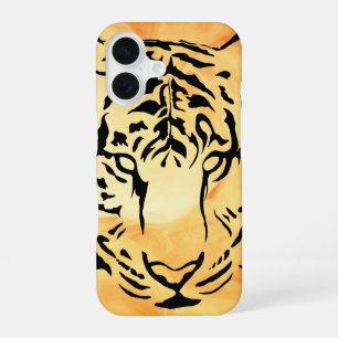 Zwarte en Witte Tijger Silhouet iPhone 16 Hoesje