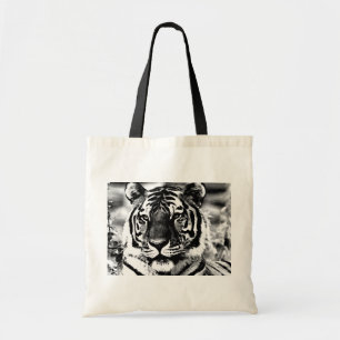 Zwarte en witte tijger tote bag