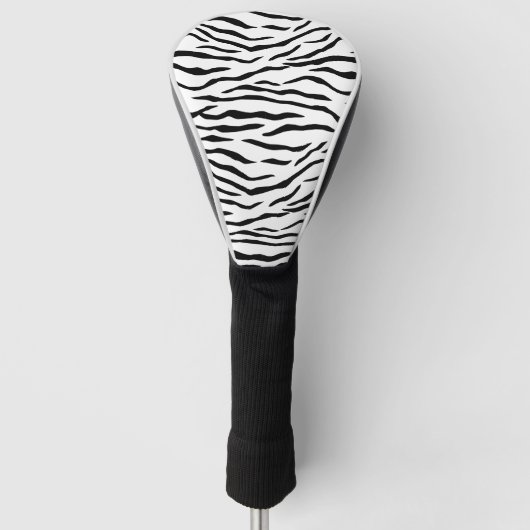 Zwarte en witte tijgerstrepen golfheadcover (Voorkant)