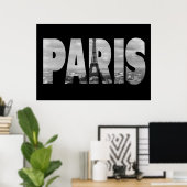 Zwarte en witte toren in Parijs en Eiffeltoren Poster (Thuiskantoor)