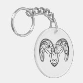 Zwarte en witte tribale geiten/schapen sleutelhanger (Voorkant Links)