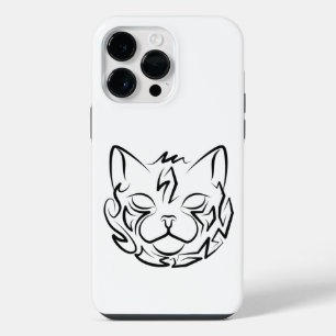 Zwarte en witte tribale kat iPhone 14 pro max hoesje
