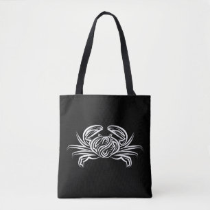 Zwarte en witte tribale krab draagtas