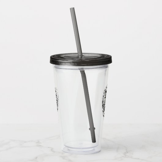 Zwarte en witte tribale lion acryl drinkbeker (Links)