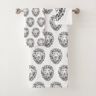 Zwarte en witte tribale lion bad handdoek