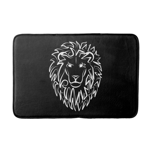 Zwarte en witte tribale lion badmat (Voorkant)