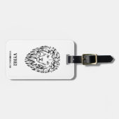 Zwarte en witte tribale lion bagagelabel (Voorkant horizontaal)