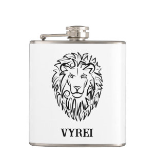 Zwarte en witte tribale lion heupfles