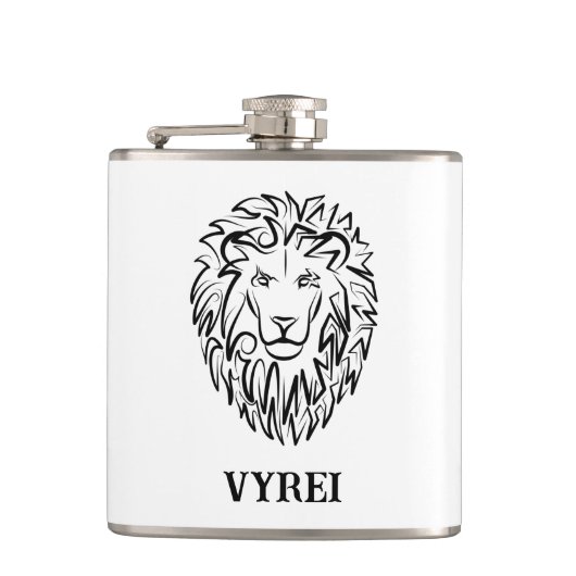Zwarte en witte tribale lion heupfles (Voorkant)