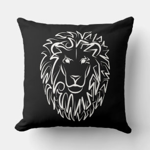 Zwarte en witte tribale lion kussen