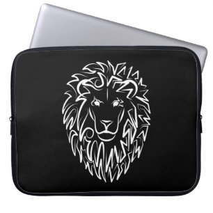Zwarte en witte tribale lion laptop sleeve