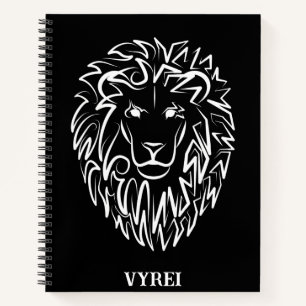 Zwarte en witte tribale lion notitieboek