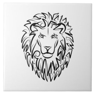Zwarte en witte tribale lion tegeltje
