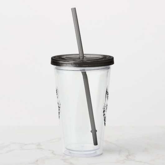 Zwarte en Witte Tribale Lynx Acryl Drinkbeker (Links)