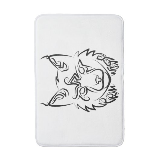 Zwarte en Witte Tribale Lynx Badmat (Voorkant Verticaal)