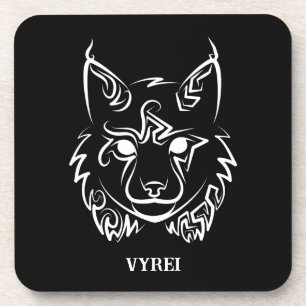 Zwarte en Witte Tribale Lynx Bier Onderzetter