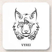 Zwarte en Witte Tribale Lynx Bier Onderzetter (Voorkant)