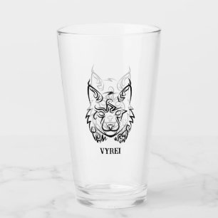 Zwarte en Witte Tribale Lynx Glas