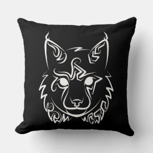 Zwarte en Witte Tribale Lynx Kussen