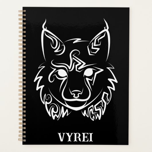 Zwarte en Witte Tribale Lynx Planner (Voorkant)