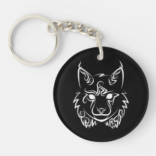 Zwarte en Witte Tribale Lynx Sleutelhanger