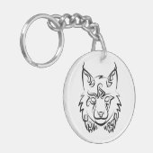 Zwarte en Witte Tribale Lynx Sleutelhanger (Voorkant Links)