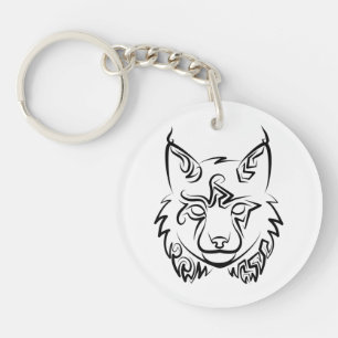 Zwarte en Witte Tribale Lynx Sleutelhanger
