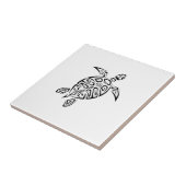 Zwarte en witte tribale schildpad tegeltje (Zijkant)