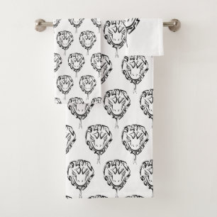 Zwarte en witte tribale slang bad handdoek