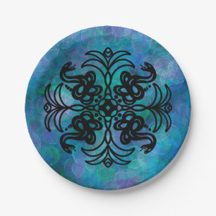 Zwarte en witte tribale slang papieren bordje