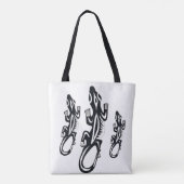 Zwarte en witte tribale trekhagedis draagtas (Achterkant)