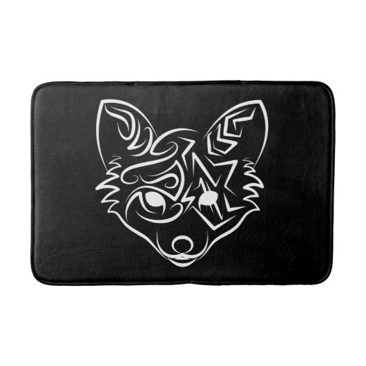 Zwarte en witte tribale vos badmat (Voorkant)