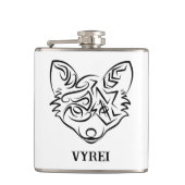 Zwarte en witte tribale vos heupfles (Voorkant)