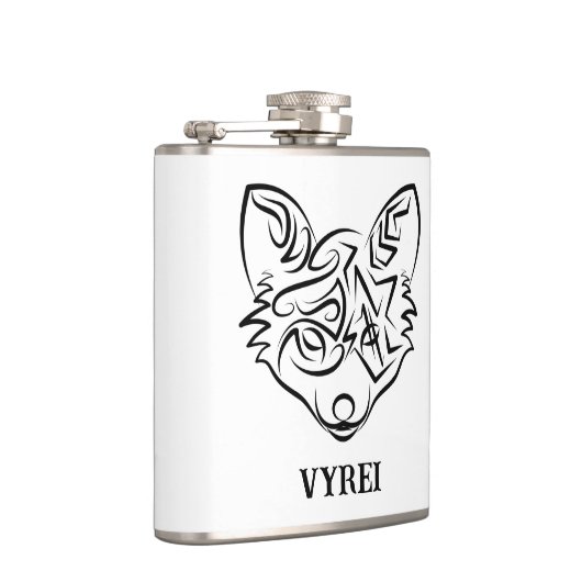 Zwarte en witte tribale vos heupfles (Rechts)