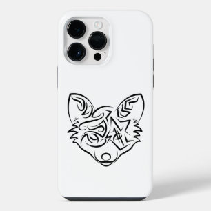 Zwarte en witte tribale vos iPhone 14 pro max hoesje
