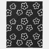 Zwarte en witte tropische bloemenbotanische zomer fleece deken (Voorkant)