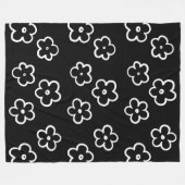 Zwarte en witte tropische bloemenbotanische zomer fleece deken (Voorkant (Horizontaal))