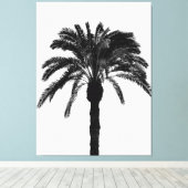 zwarte en witte tropische palmboom canvas afdruk (Insitu (Houten vloer))