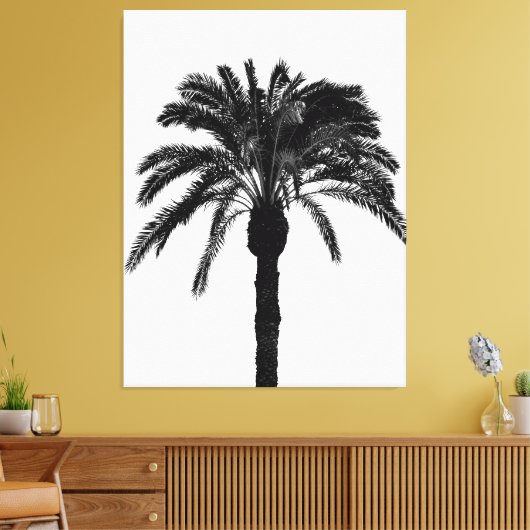 zwarte en witte tropische palmboom canvas afdruk (Insitu (Woonkamer))