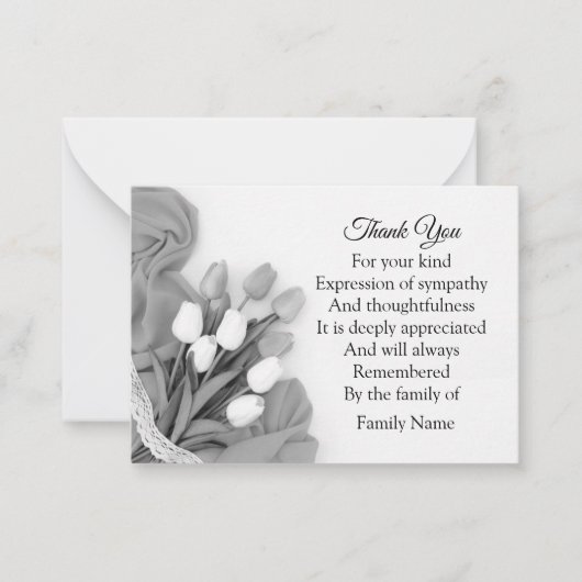 Zwarte en witte Tulp ventilator Dank u Notitiekaartje (Voorkant)