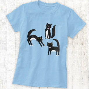 Zwarte en witte Tuxedo Cat T-shirt