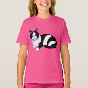 Zwarte en witte Tuxedo Cat T-shirt